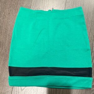 Material Girl Vibrant Green Mini Skirt with Black Accent